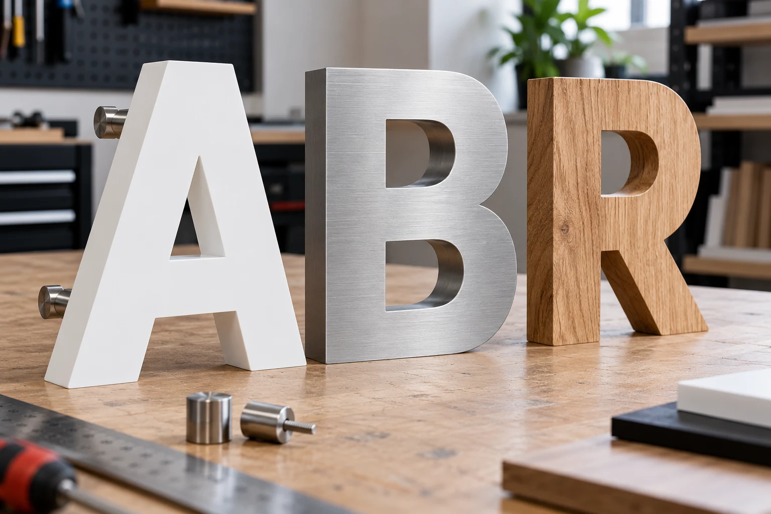 Exemple illustratif : Lettres découpées & logos en relief